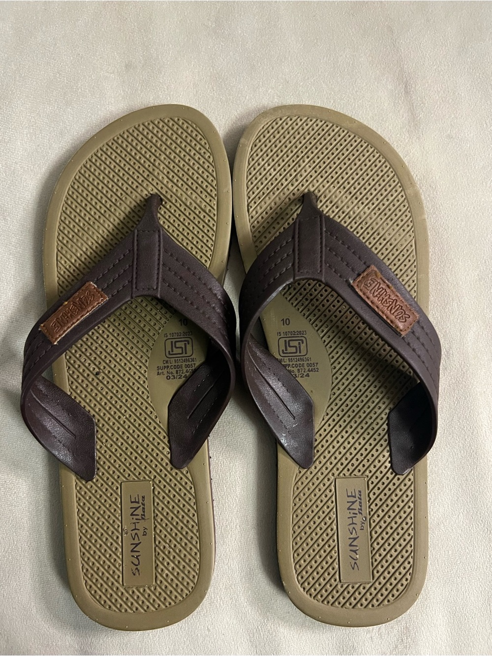 🌞 Sunshine by Relaxo Men’s Sandals Size 10 Brown/Tan Comfort Thong Sandals 🌞